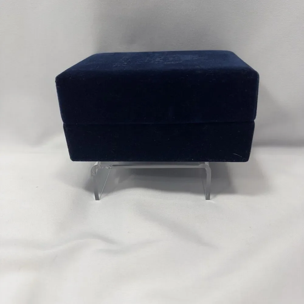 Faberge Blue Velvet  Presentation Box White Satin Lining Gold Brass Hinges